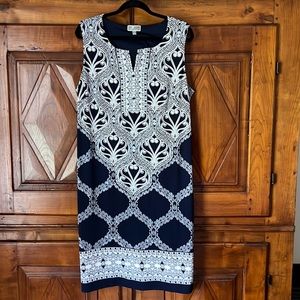 Navy Blue and White Shift Dress